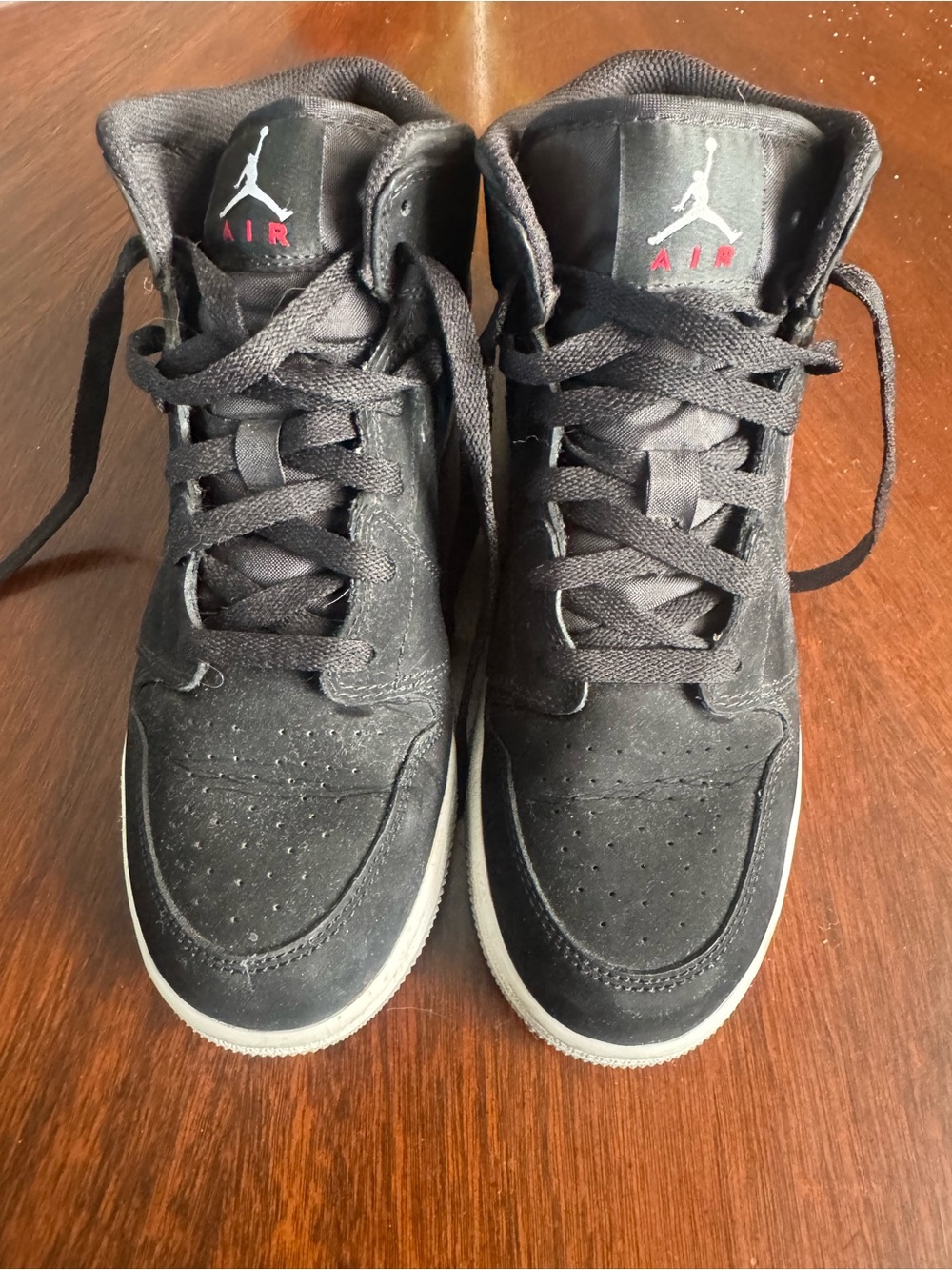 Nike Air Jordan 1 Mid Anthracite Boy’s Black High-Top Sneakers Size 7Y